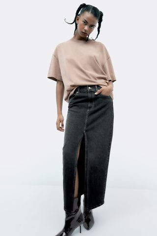 Zara + Denim Straight-Fit Skirt
