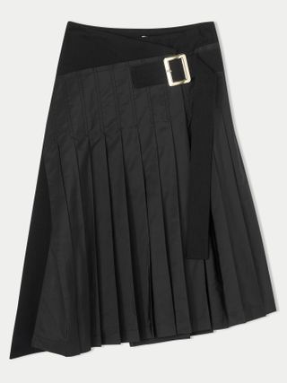 Jigsaw + x Collagerie Pleated Kilt Skirt in Black
