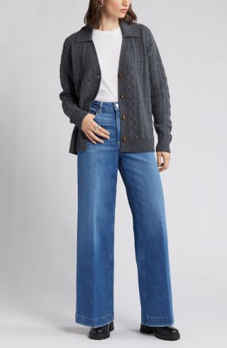 Nordstrom Signature + Cable Stitch Wool & Cashmere Cardigan
