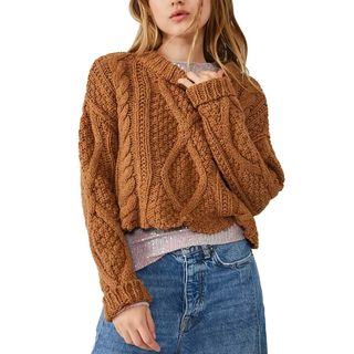 Free People + Cutting Edge Solid Cable-Knit Sweater