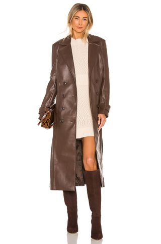 Bardot + Faux Leather Trench Coat