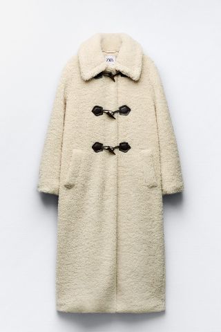 Zara + Faux Shearling Coat with Toggles