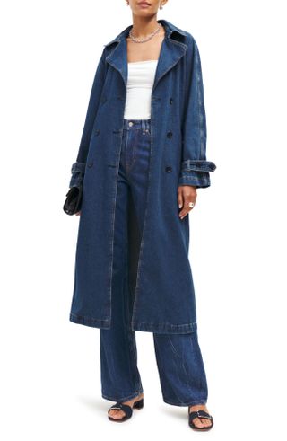 Reformation + Hayes Belted Organic Cotton Denim Trench Coat