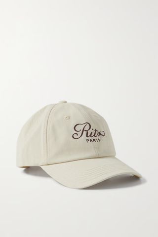 Frame x Ritz Paris + Embroidered Cotton-Canvas Baseball Cap
