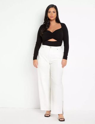 Eloquii + Relaxed Straight Leg Jean With Slit