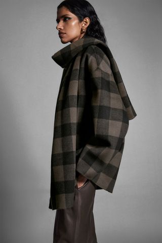 Cos + Checked Wool Scarf Jacket