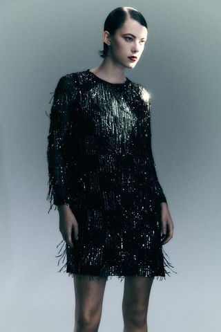 Zara + Sequin Fringed Mini Dress