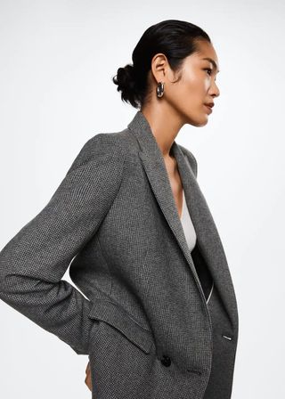 Mango + Houndstooth Wool-Blend Blazer