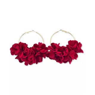 INC International Concepts + Fabric Flower Hoop Earrings