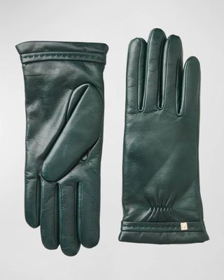 Bruno Magli + Nappa Leather Gloves With Stitched Cuffs