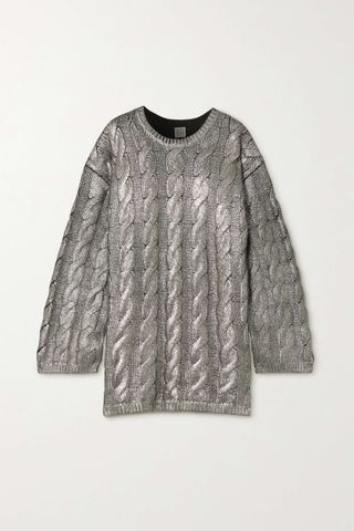 Toteme + Metallic Cable-Knit Wool Sweater