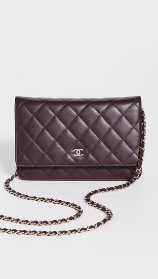 What Goes Around Comes Around + Chanel Purple Lambskin Chain Wallet