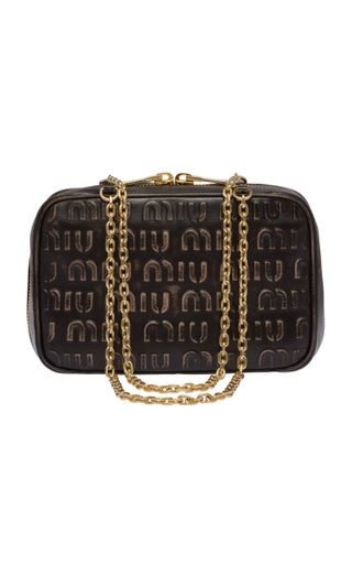 Miu Miu + Logo-Embossed Leather Top Handle Bag