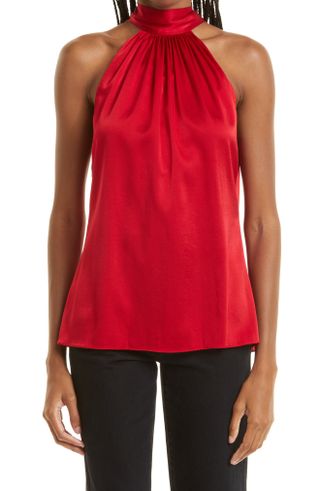 Ramy Brook + Lori Stretch Silk Halter Top