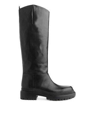 Arket + High-Shaft Chunky Leather Boot