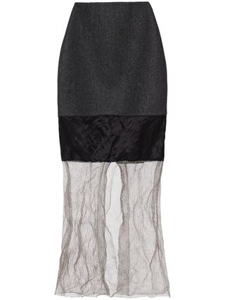 Prada + Wool Mesh Midi Skirt