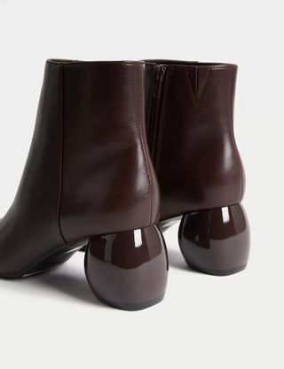M&S Collection + Leather Statement Block Heel Ankle Boots