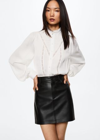 Mango + Leather-Effect Mini-Skirt