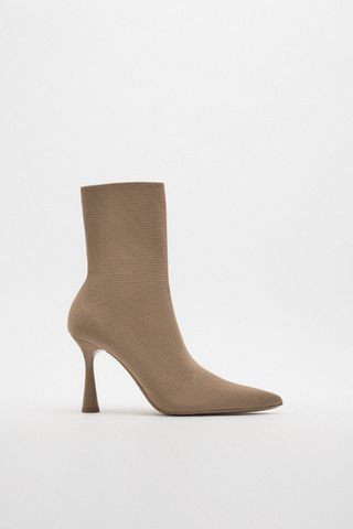 Zara + High Heel Fabric Ankle Boots