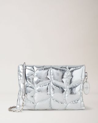 Mulberry + Silver Crinkled Softie Clutch