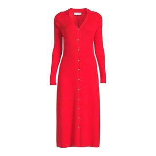 Free Assembly + Ribbed Sweater Midi Dress with Collar
