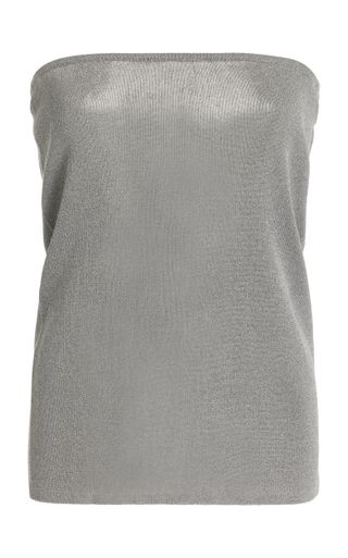 St. Agni + 90s Strapless Sheer-Knit Top