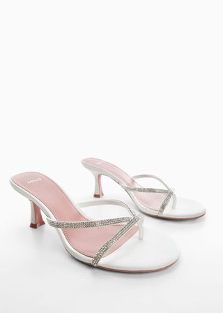 Camille x Mango + Heeled Sandal With Strass Strap