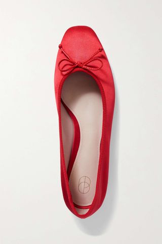 Porte 
Paire + Bow-Embellished Satin Ballet Flats