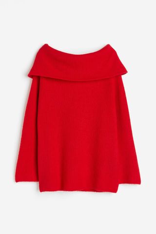 H&M + Rib-Knit Off-the-Shoulder Sweater