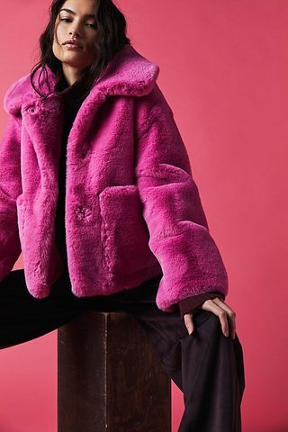 Tricia Fix + Cropped Faux Fur Coat