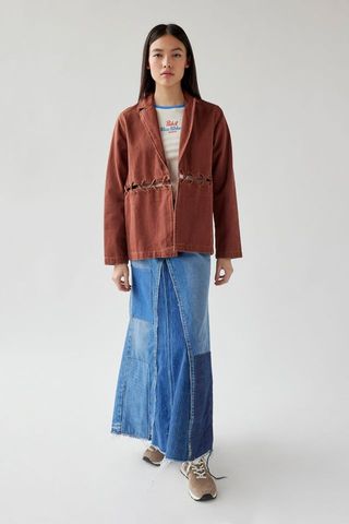 Urban Outfitters + Remade Pieced Denim Maxi Skirt