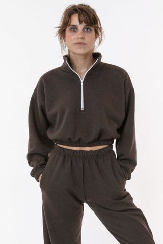 Los Angeles Apparel + Flex Fleece Half-Zip Cropped Pullover