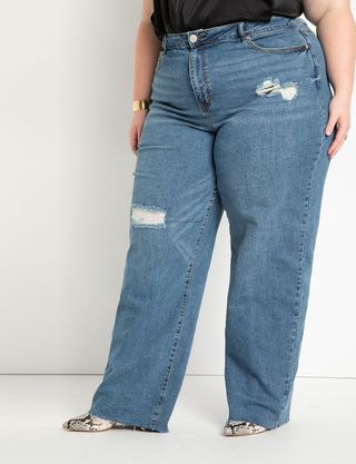 Eloquii + Viola Fit Distressed Straight Leg Jean