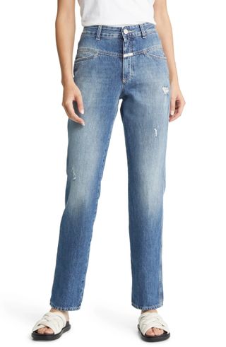 Closed + X-Pose High Waist Straight Leg Organic Cotton Jeans