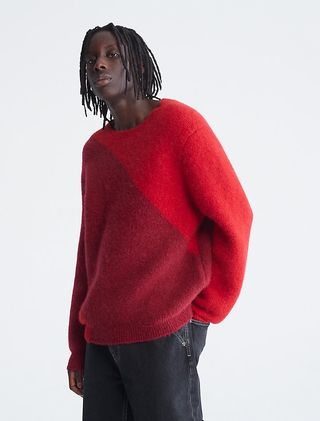 Calvin Klein + Uplift Intarsia Colorblock Crewneck Sweater