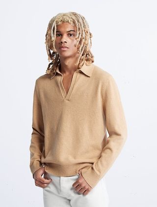 Calvin Klein + Merino Wool Blend Polo Sweater