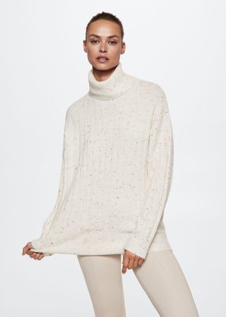 Mango + Fleece Turtleneck Sweater