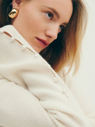 The Reformation + Emanuele Cashmere Novelty Button Sweater