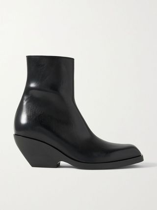 Khaite + Hooper Leather Ankle Boots