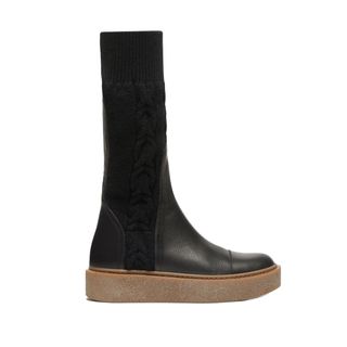 Max Mara + Knit and Leather Boots