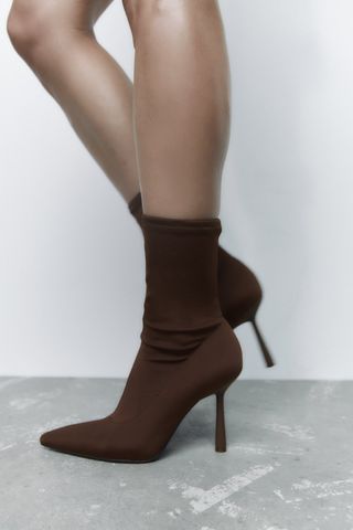 Zara + Heeled Nylon Ankle Boots