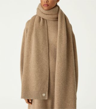 Tory Burch + Ribbed Cashmere Oversized Scarf