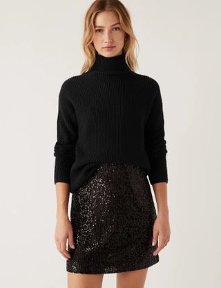 M&S Collection + Soft Touch Ribbed Roll Neck Jumper