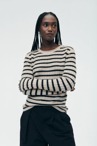 Naadam + Striped Cashmere Ribbed Sweater
