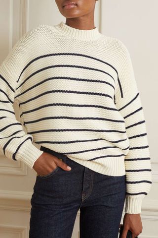 Alex Mill + Striped Button-Embellished Cotton Sweater