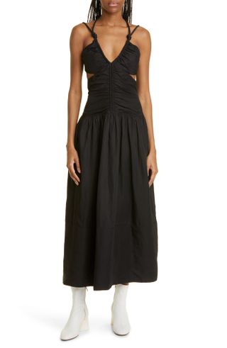Proenza Schouler + Tiered Ruched Strappy Cutout Midi Dress