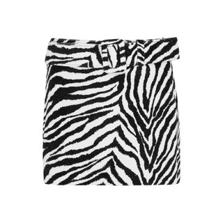 Alessandra Rich + Zebra-Print Velvet Mini Skirt