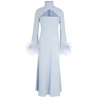 16 Arlington + Odessa Feather-Trimmed Midi Dress