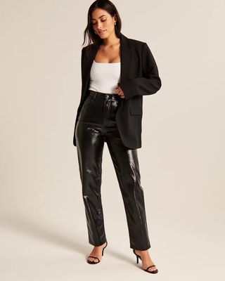 Abercrombie & Fitch + Curve Love Patent Leather 90s Straight Pants