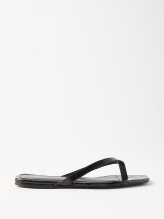 Toteme + The Flip Flop Crocodile-Effect Leather Sandals
